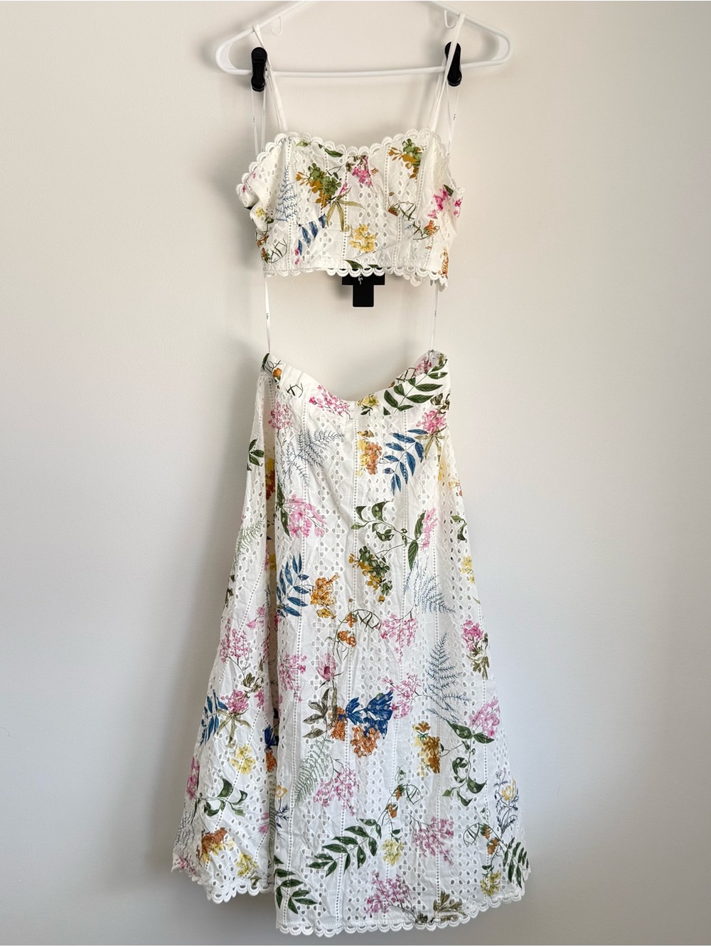 NWT Lulus Sweet At Heart White Floral Embroidered Two-Piece Midi Dress Small - Picture 6 of 9